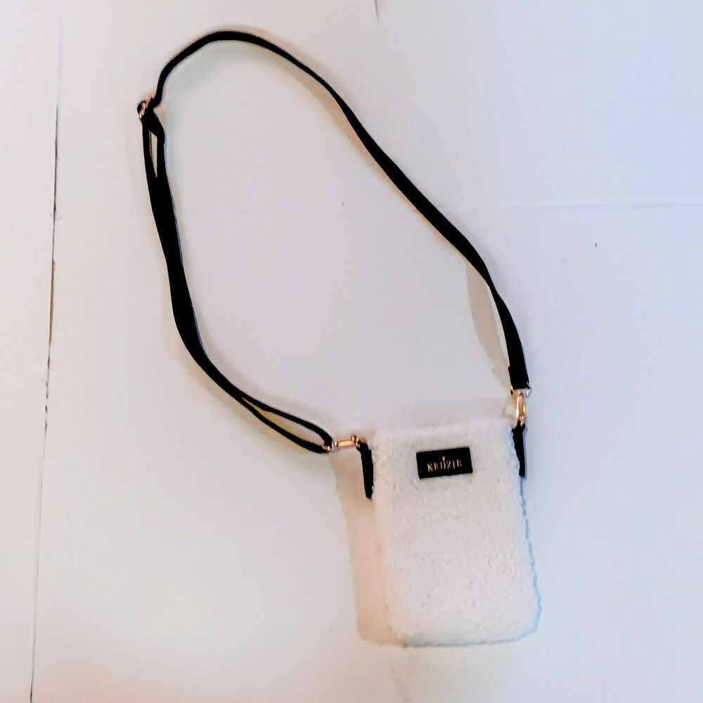 Kedzie Fireside Collection Phone Holder Crossbody-Sherpa-Faux Leather-Adjustable